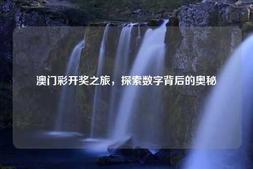 澳门彩开奖之旅，探索数字背后的奥秘